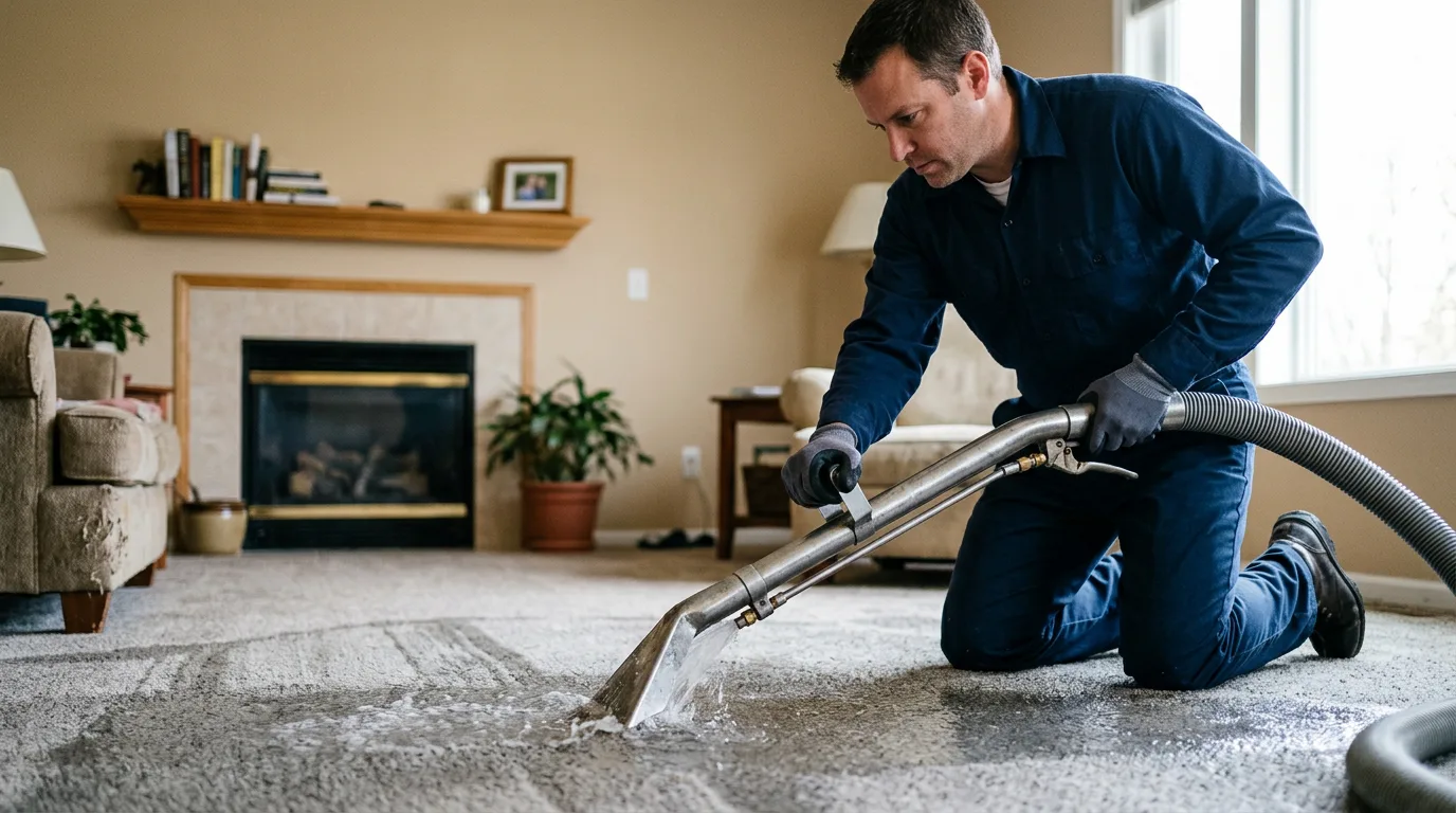 Water damage restoration technician working near West Warwick, RI